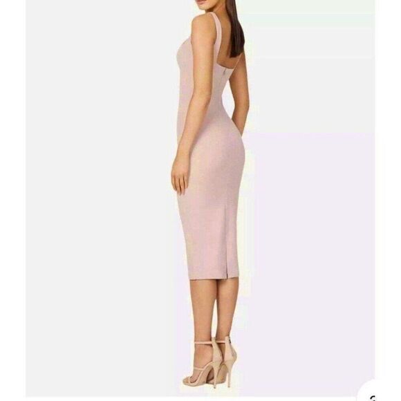 Nookie NWT Revolve Blush Pink Rendevous Square Neck Bodycon Midi Dress - Picture 3 of 12